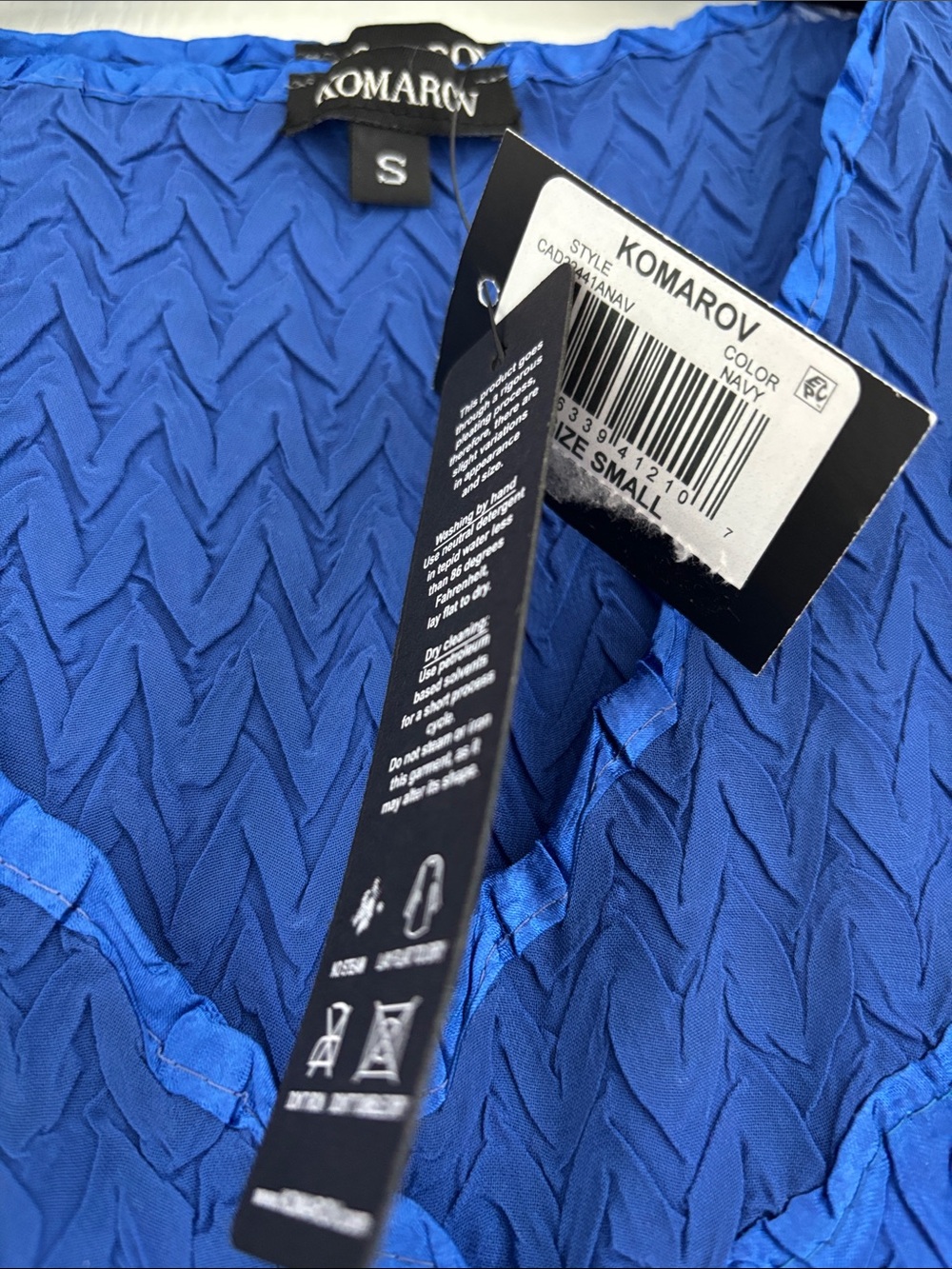 NWT Komarov Cobalt Blue Pleated V-Neck Midi Dress - Picture 2 of 6